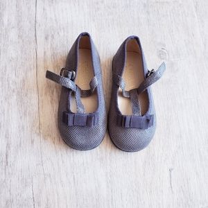 Euro Infant Girl Grey Textured T Strap Mary Janes